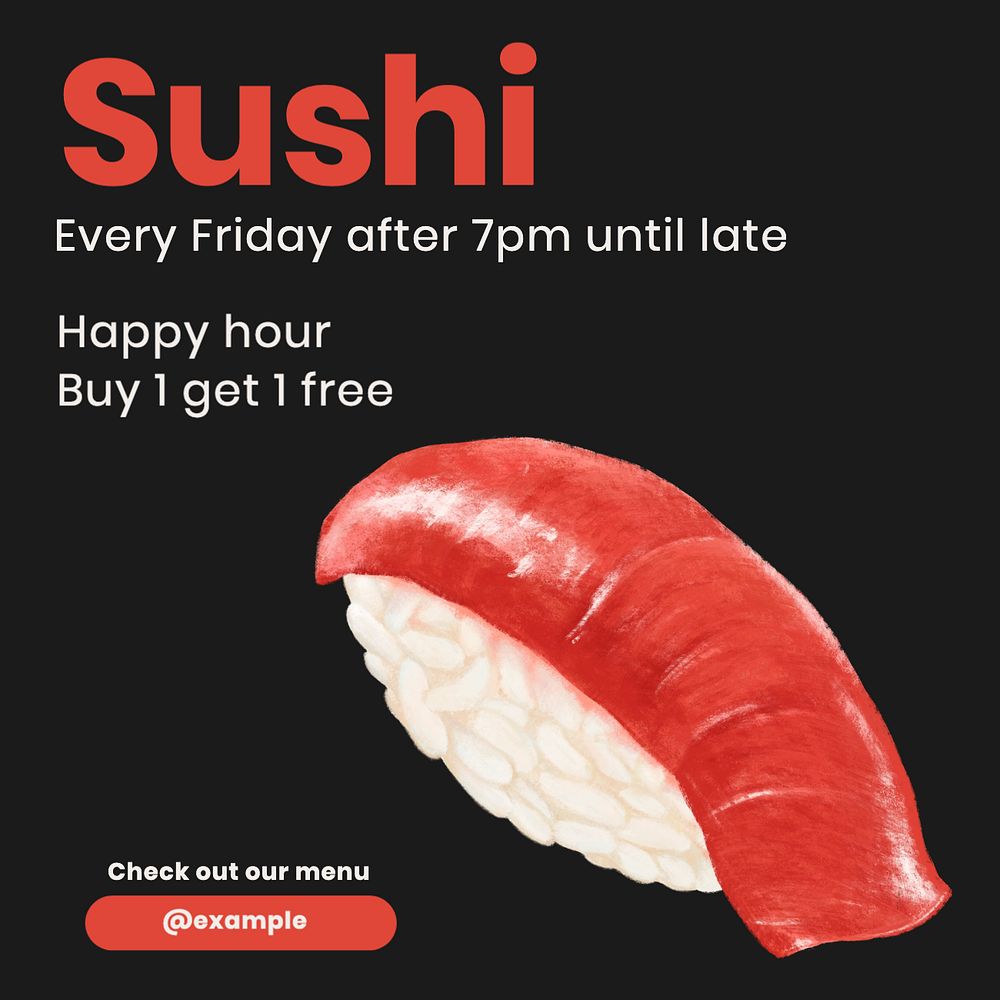 Sushi Instagram post template, editable text