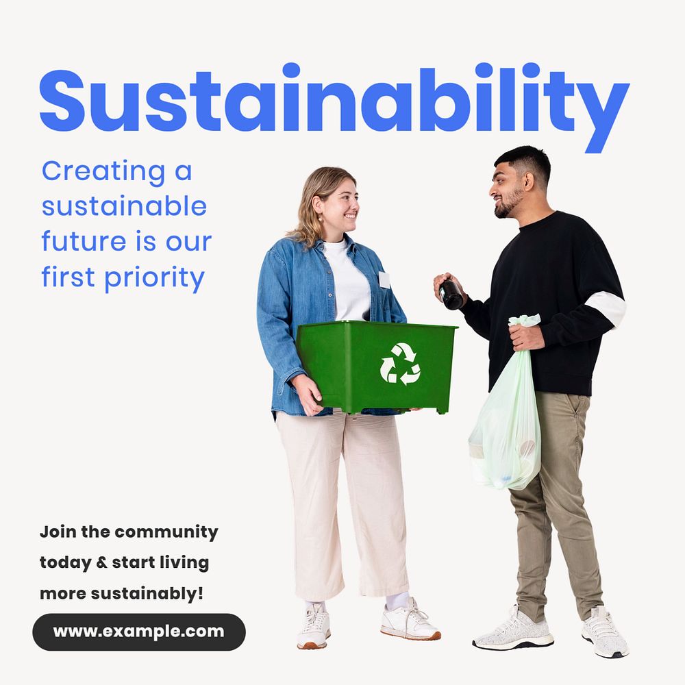 Sustainable community Instagram post template, editable text