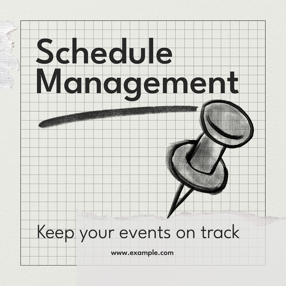 Schedule management Instagram post template, editable text