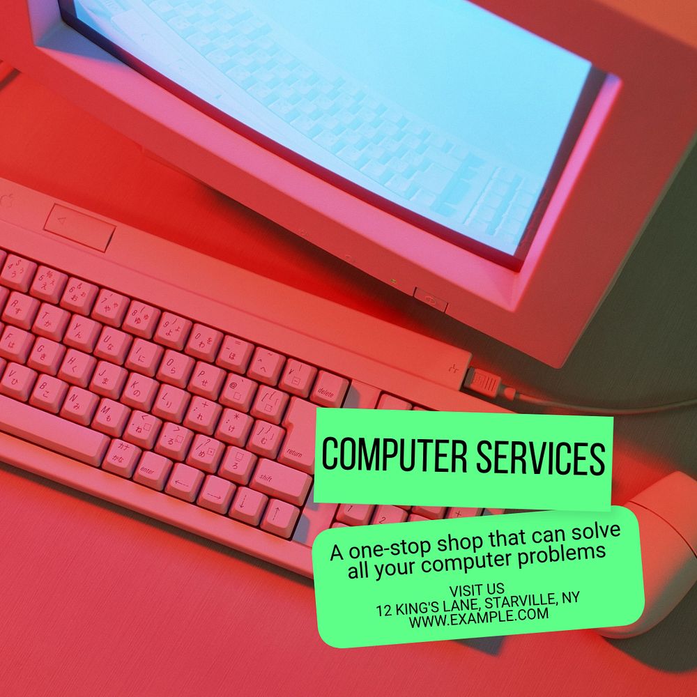 Computer services Instagram post template, editable text