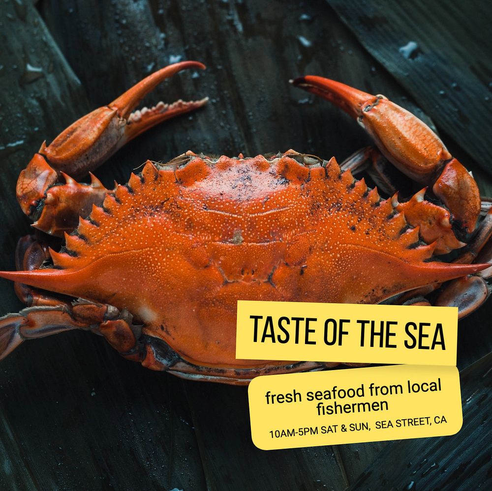 Seafood restaurant Instagram post template, editable text