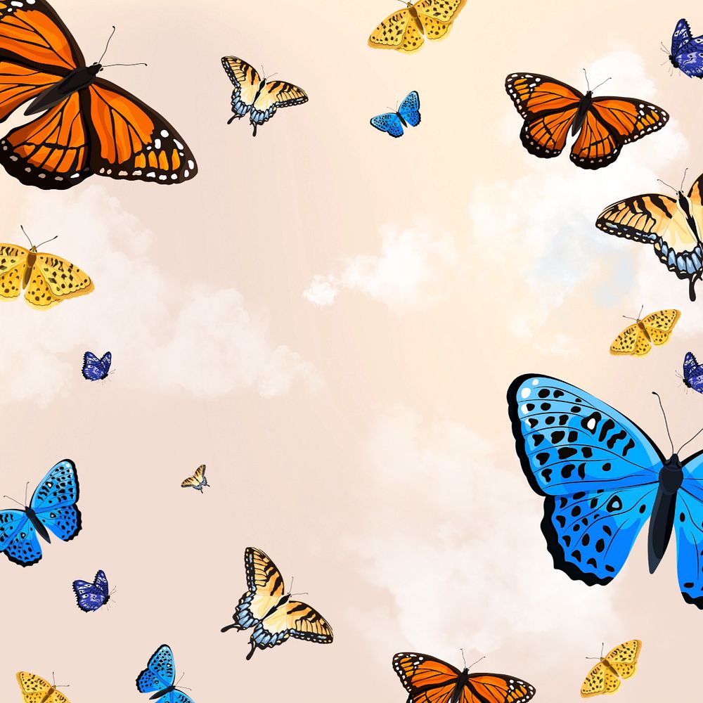 Editable butterfly sky background design