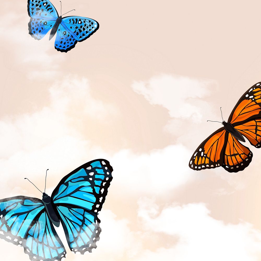 Editable butterfly sky background design
