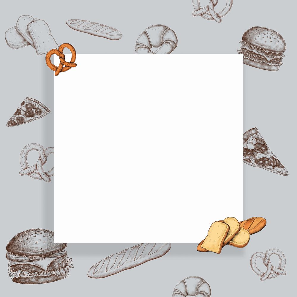 White square space on bread illustration, editable design