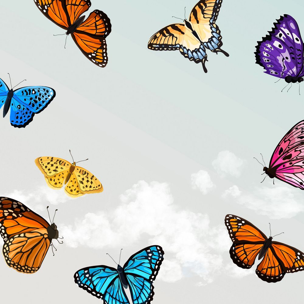 Editable butterfly sky background design