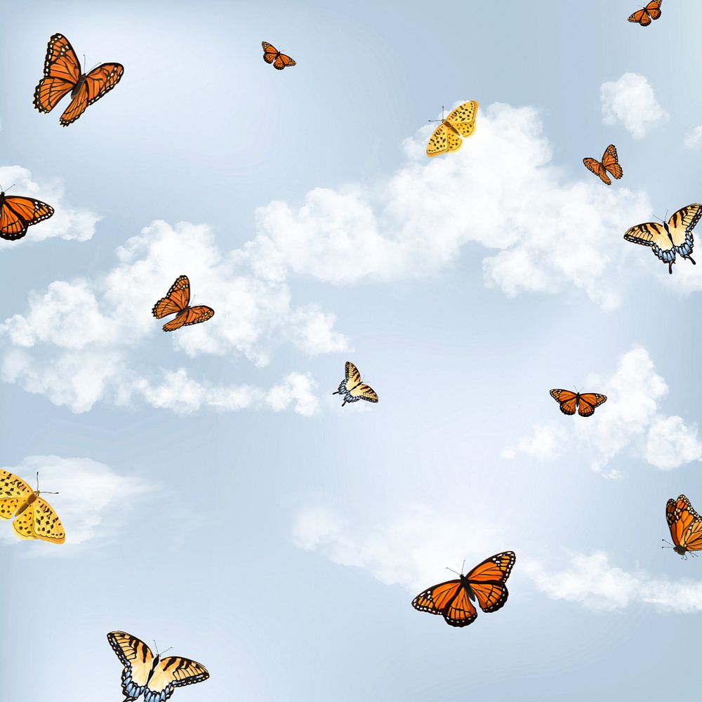 Editable butterfly sky background design