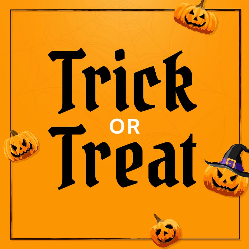 Trick or treat Instagram post template, editable text