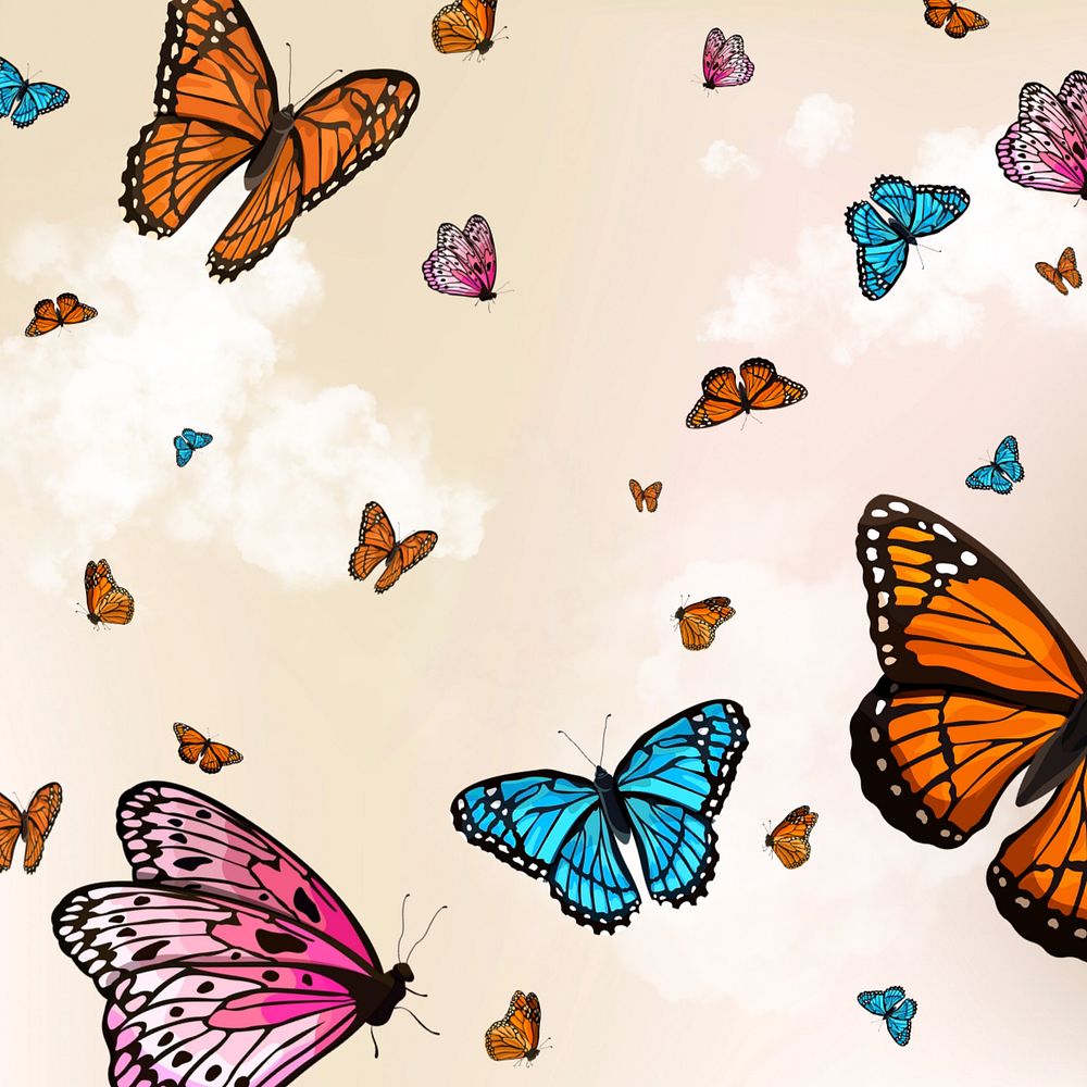 Editable butterfly sky illustration design