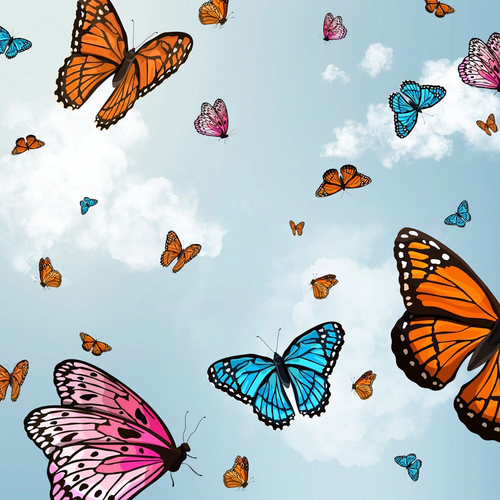 Editable butterfly sky illustration design