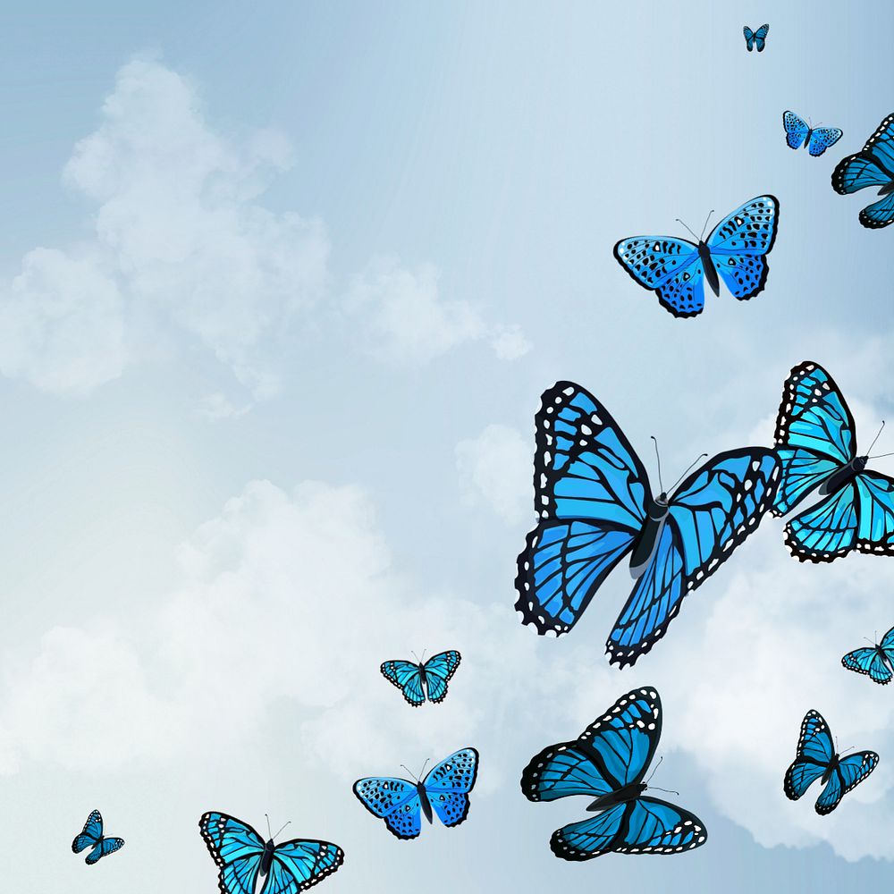 Editable butterfly sky background design