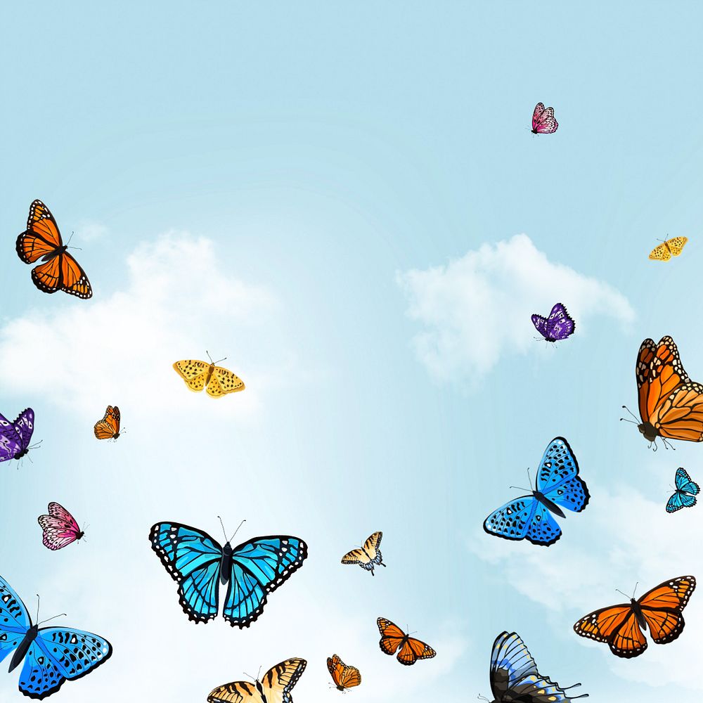 Editable butterfly sky background design