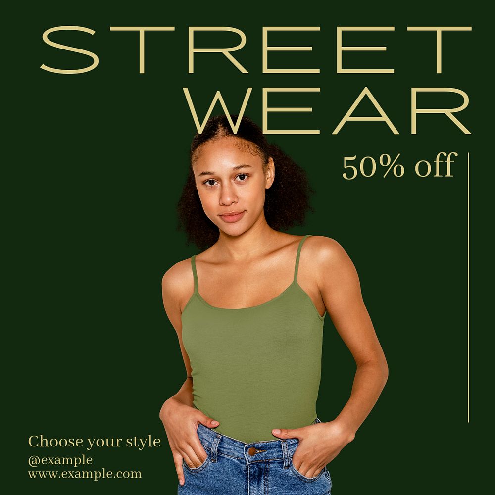 Streetwear sale Instagram post template, editable text