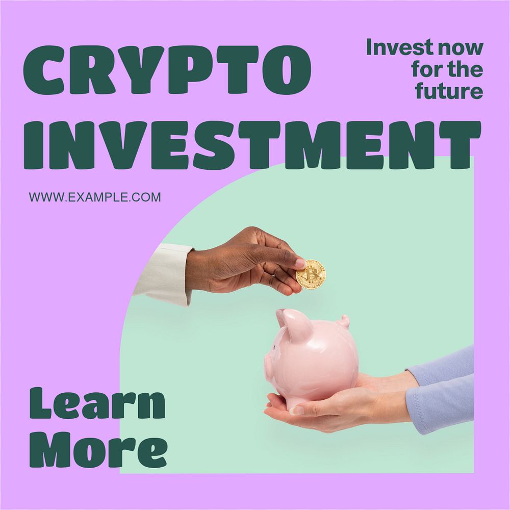 Crypto investment Instagram post template, editable design