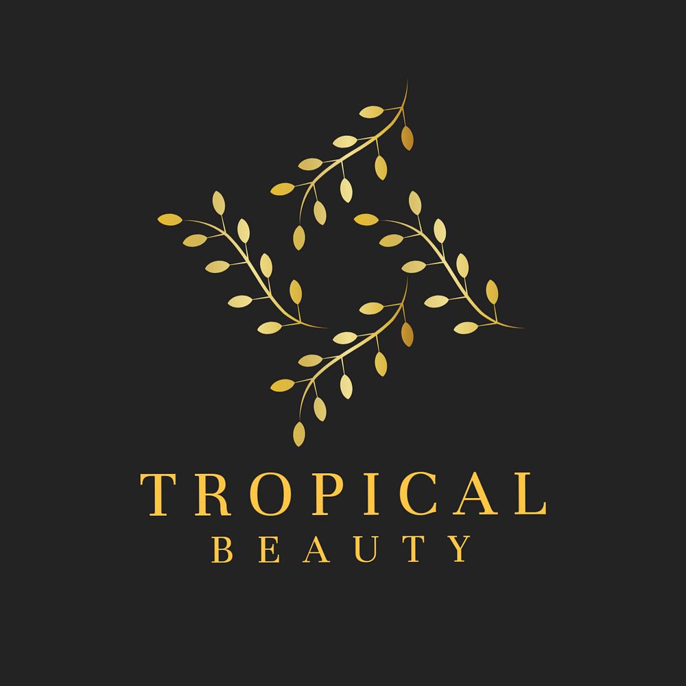 Gold leaf beauty logo template, classy nature, editable design