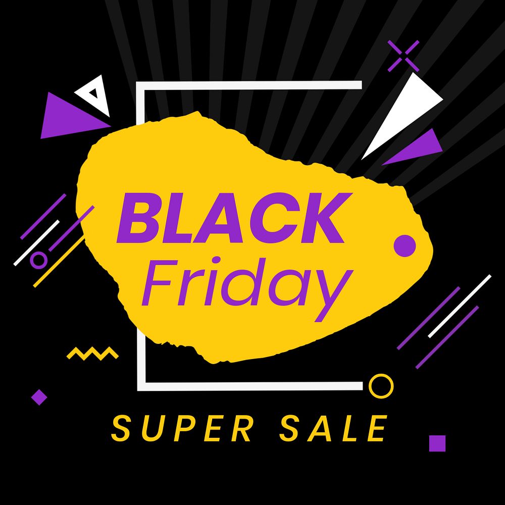 Black Friday instagram post template, yellow funky design editable text