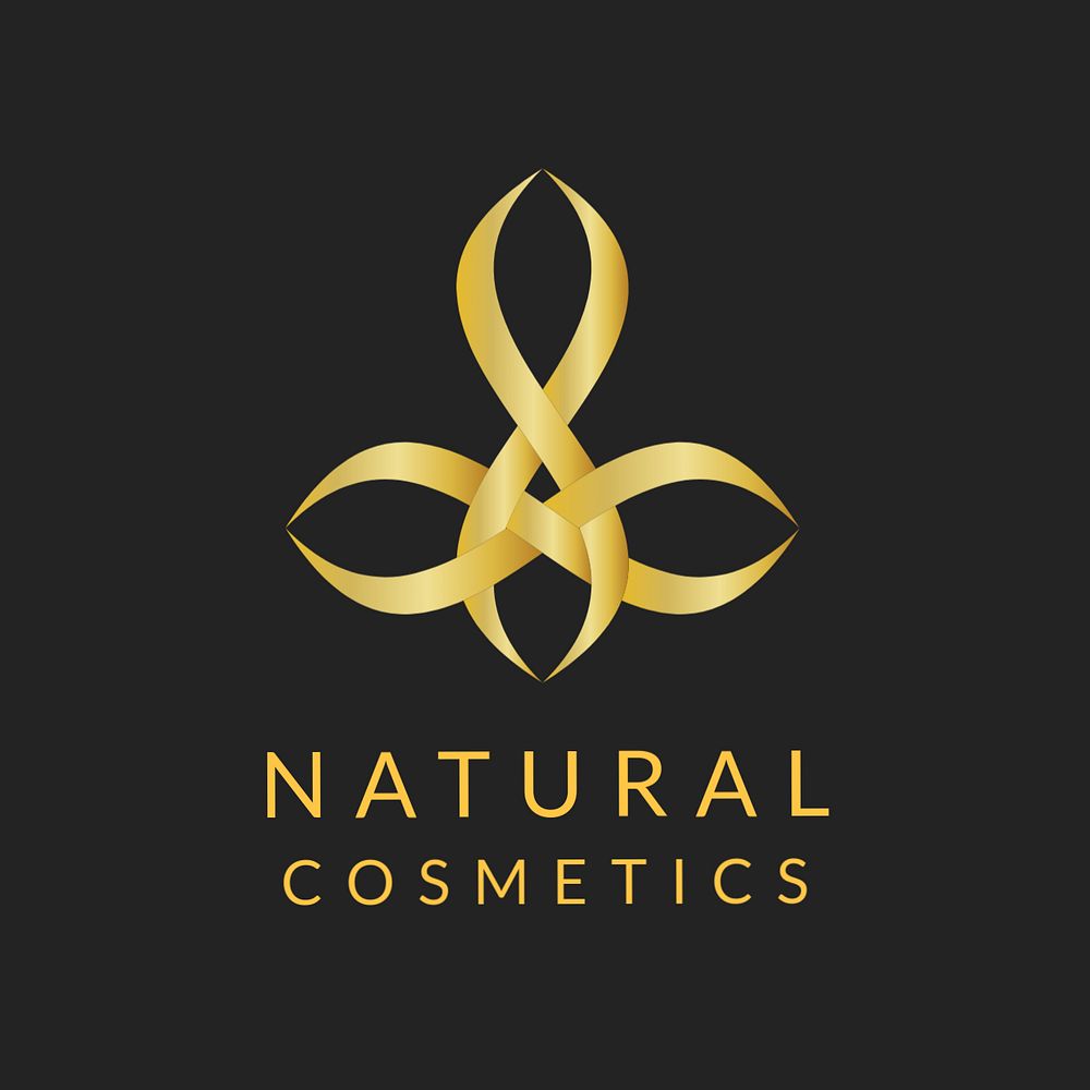 Natural cosmetics logo template, gold professional editable design