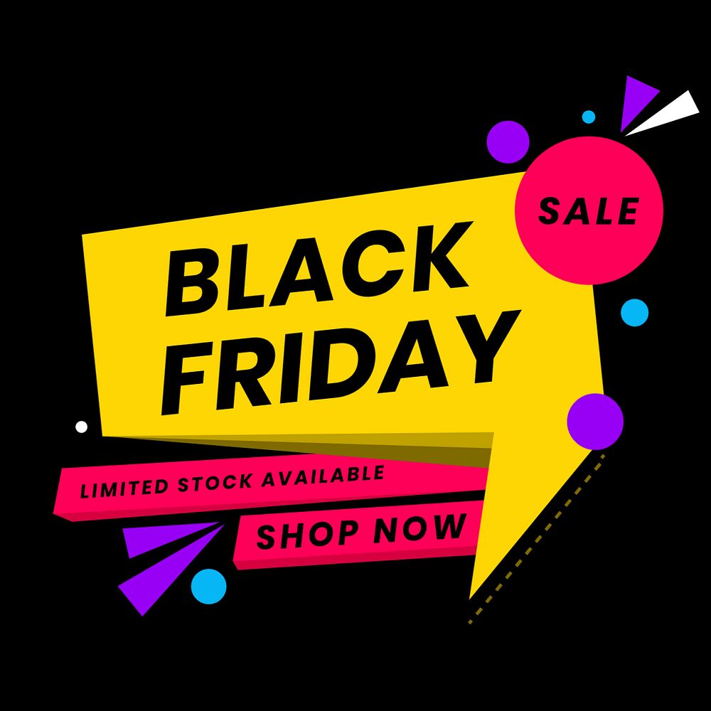 Black Friday instagram post template, colorful funky design editable text