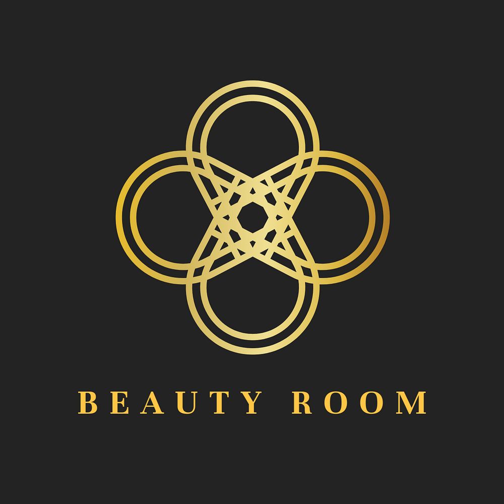 Beauty business logo template, gold luxury editable design