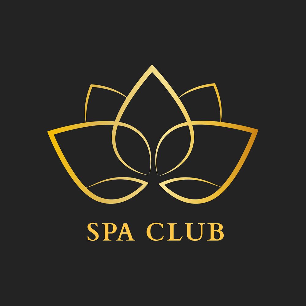 Spa club flower logo template, gold modern editable design