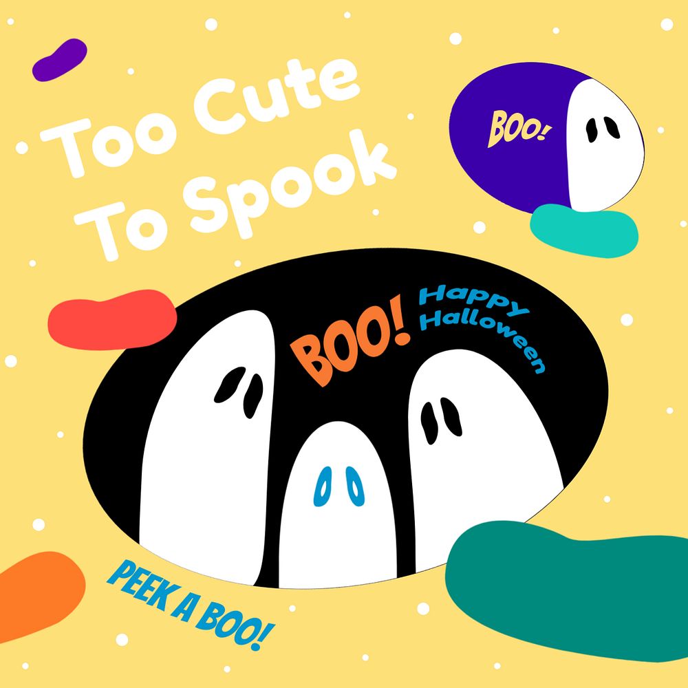 Cute halloween Facebook post template, editable design