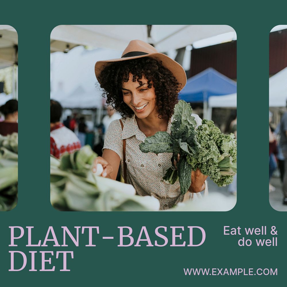 Plant-based diet Instagram post template, editable design