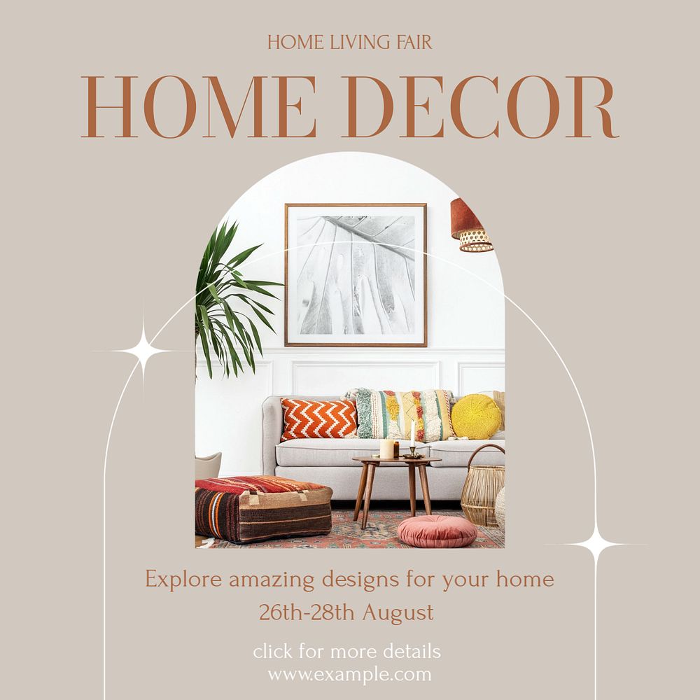 Home decor Instagram post template, editable design