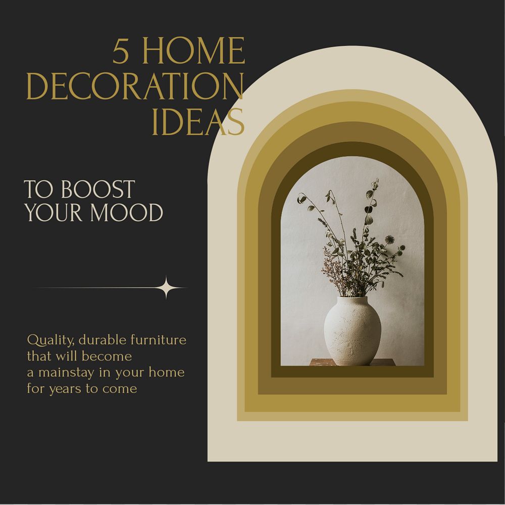 Home decoration ideas Instagram post template, editable design