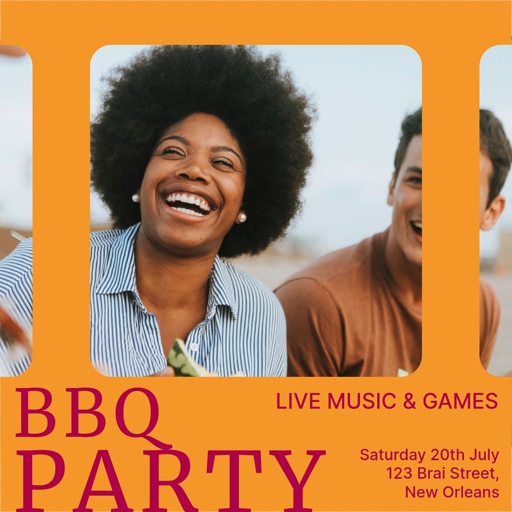 BBQ party Instagram post template, editable design