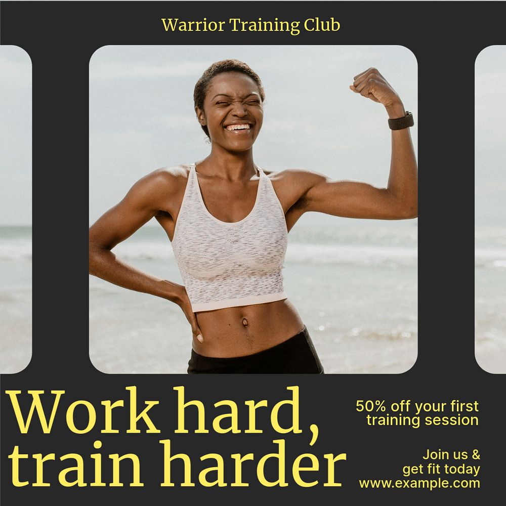 Training club Instagram post template, editable design