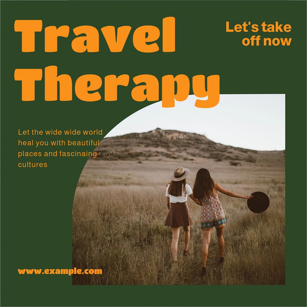 Travel therapy Instagram post template, editable design