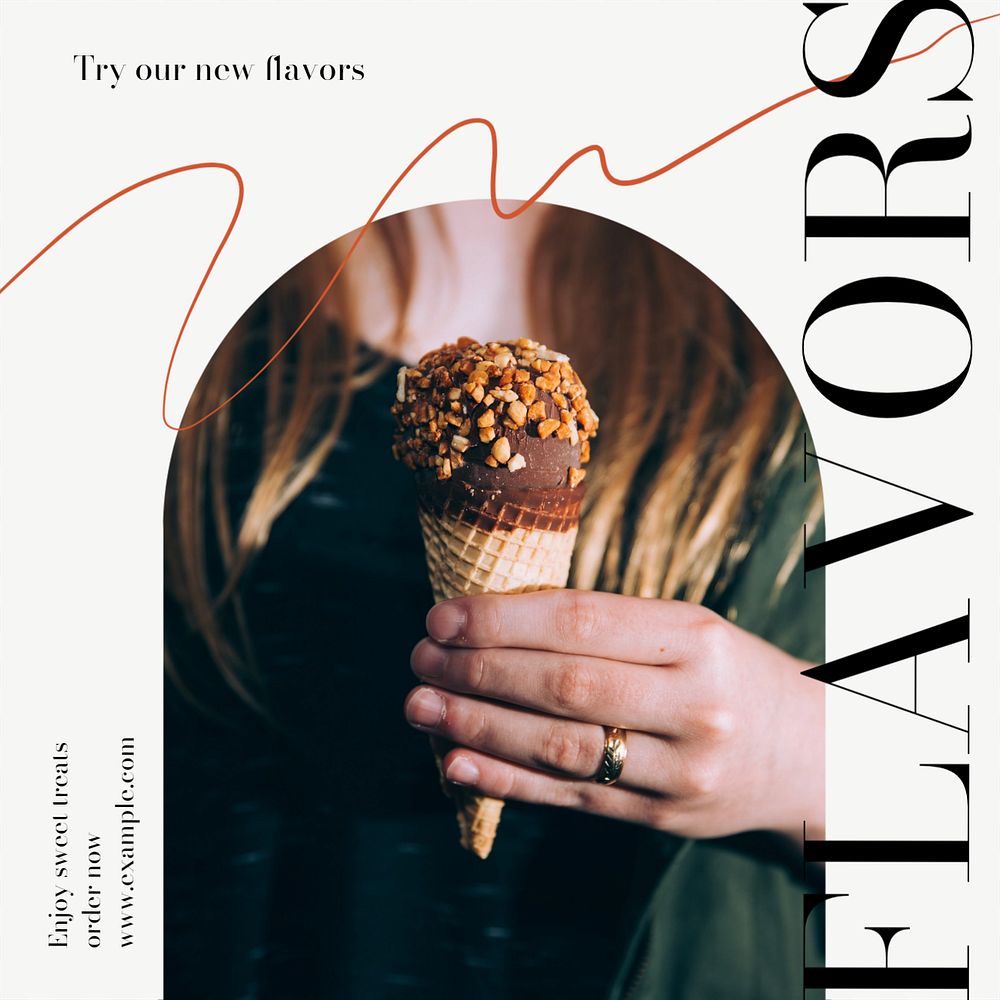 Sweet flavors Instagram post template, editable design