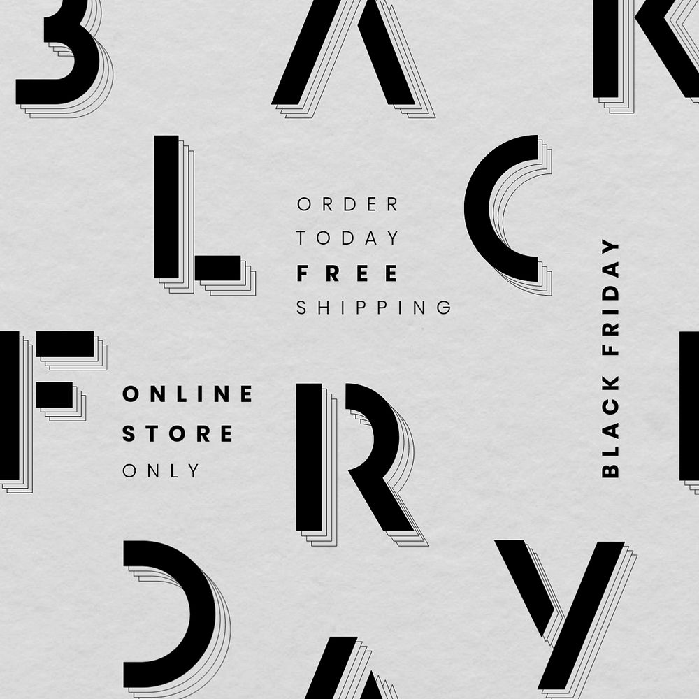 Black Friday instagram post template, monochrome design, editable text