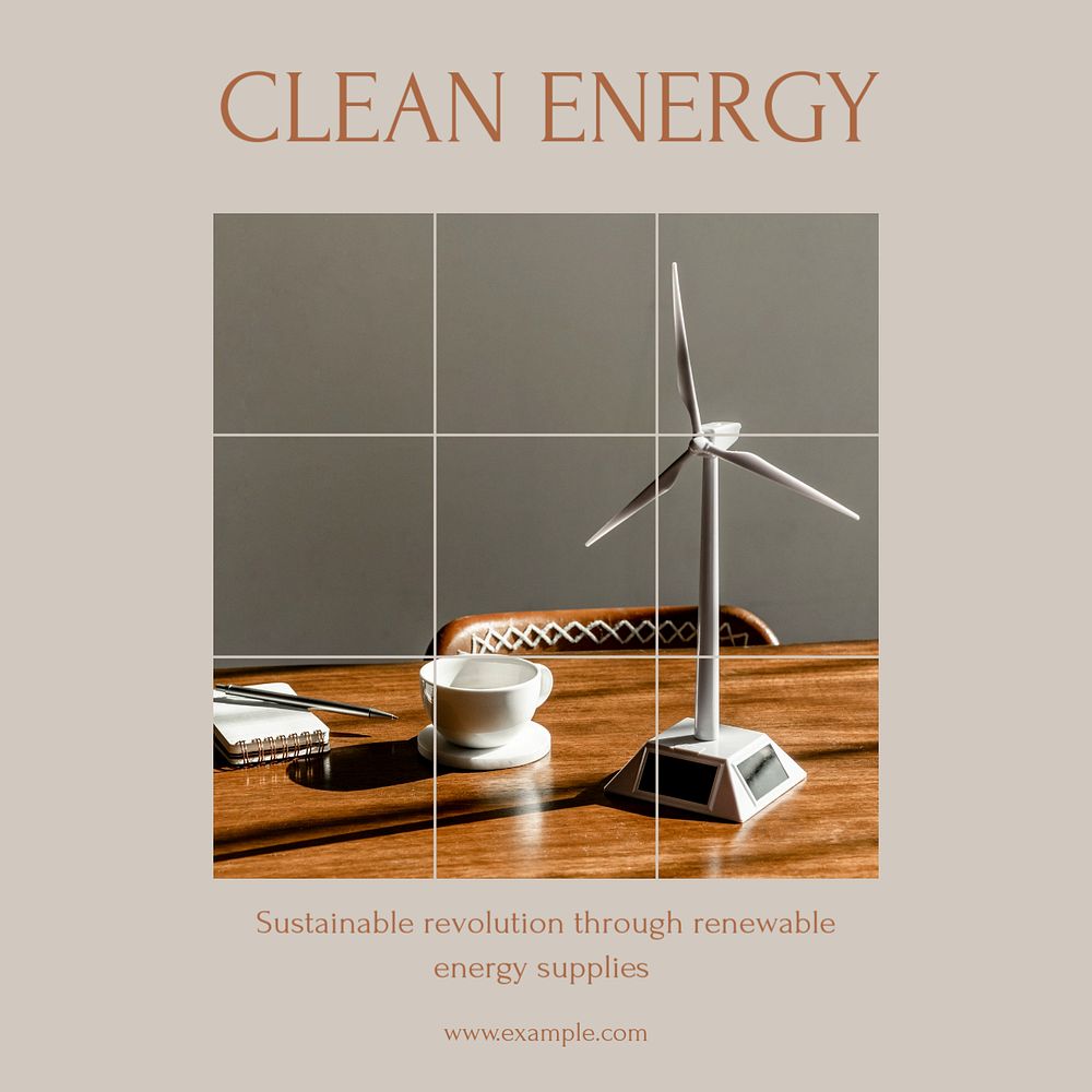 Wind power Instagram post template, editable design