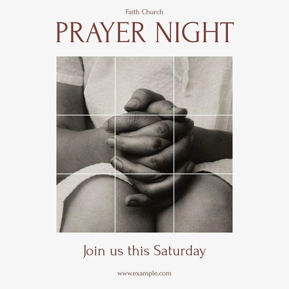 Prayer night Instagram post template, editable design