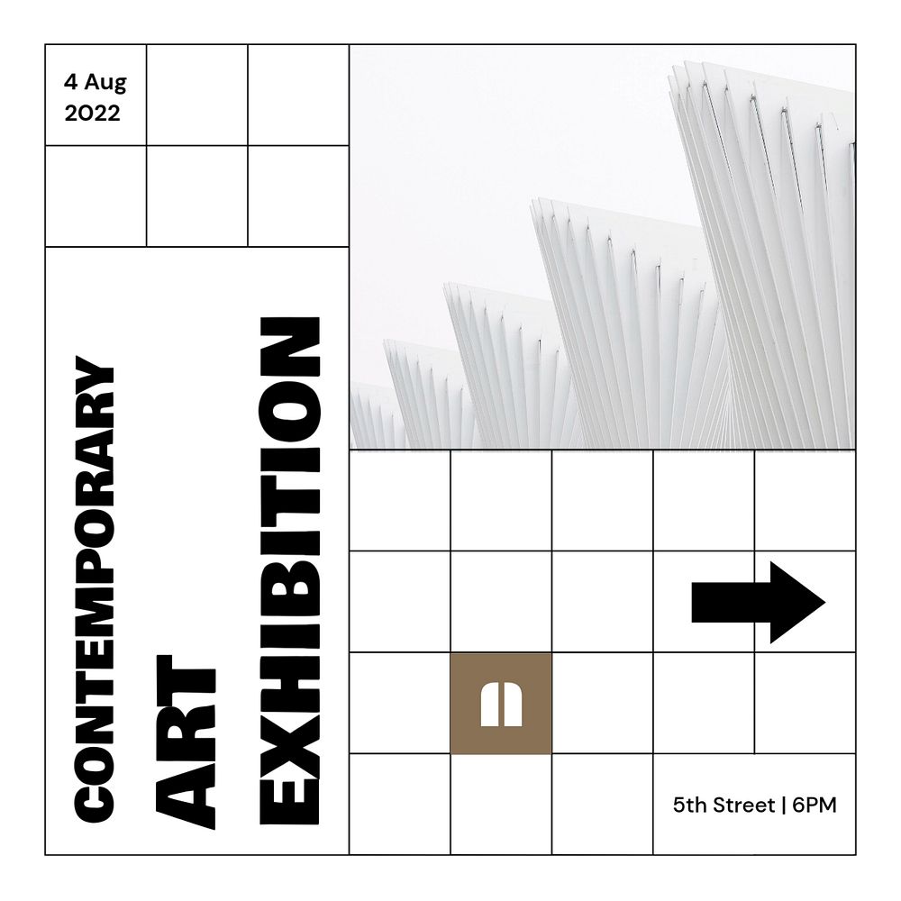 Contemporary art exhibition Instagram post template, editable design