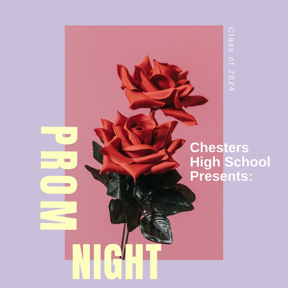 Prom night Instagram post template, editable design