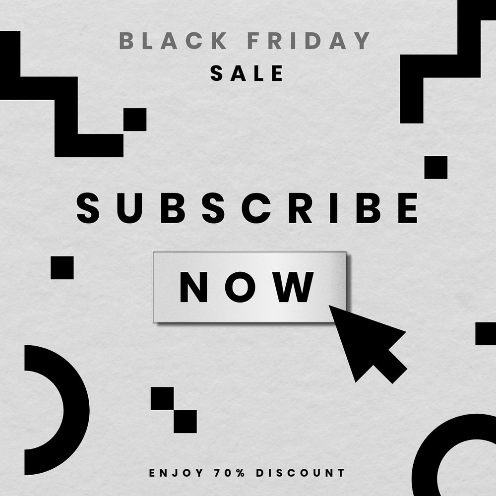 Black Friday instagram post template, monochrome design, editable text