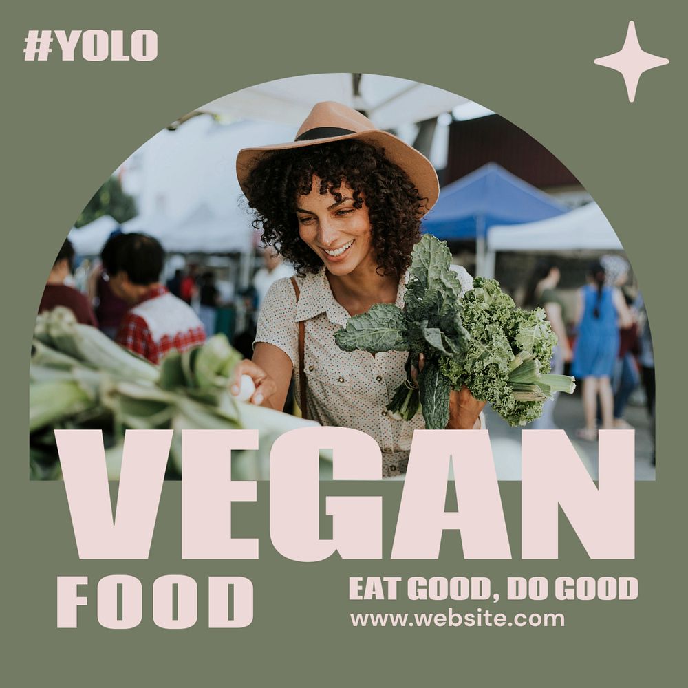 Vegan food Instagram post template, editable design