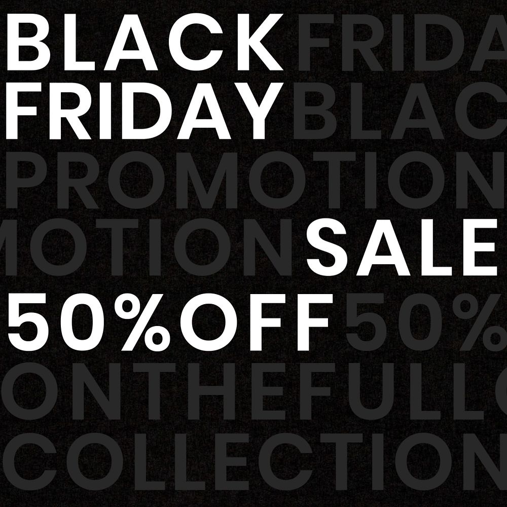 Black Friday instagram post template, monochrome design, editable text