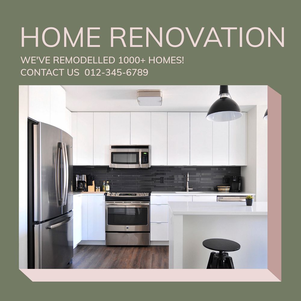 Home renovation Instagram post template, editable design