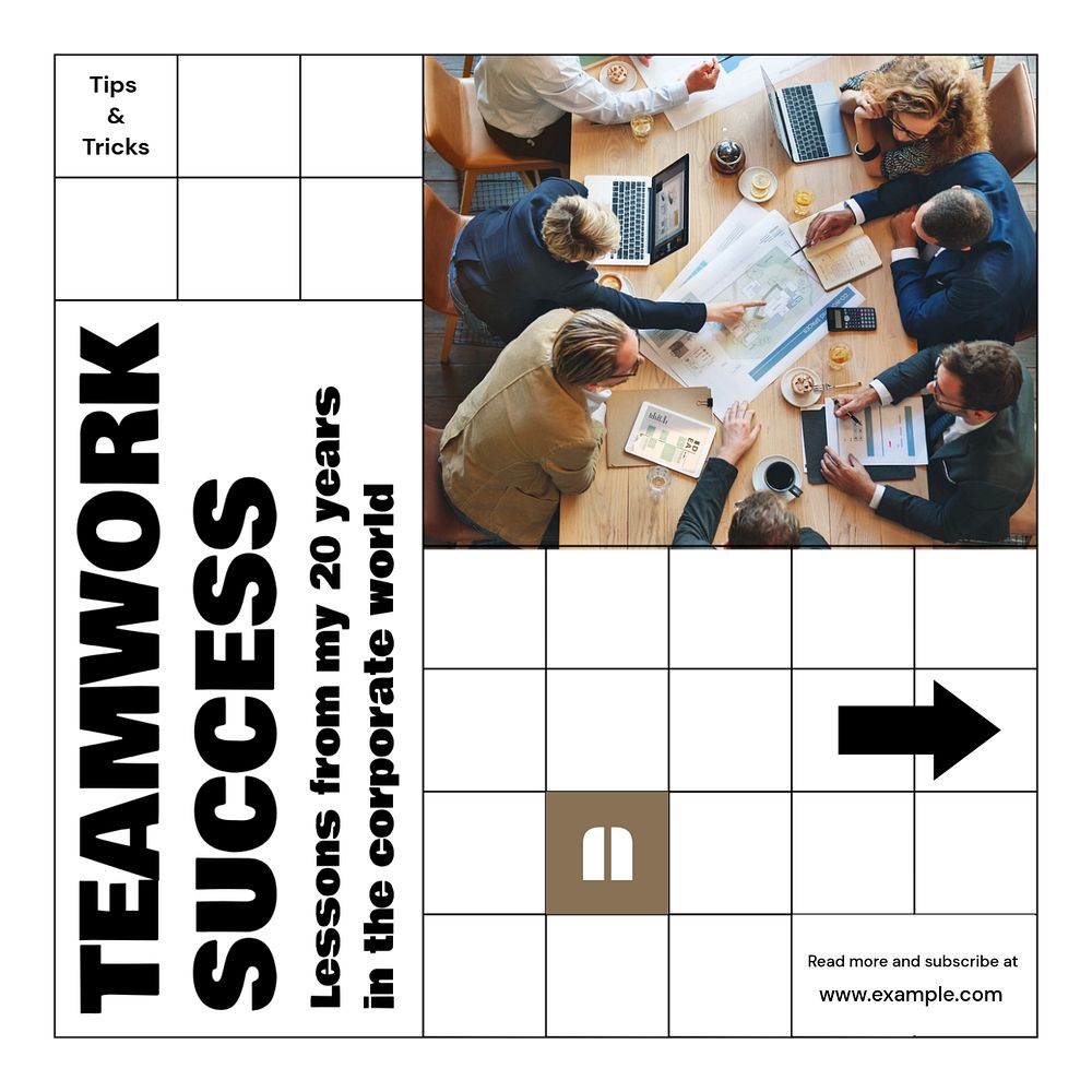 Teamwork success Instagram post template, editable design