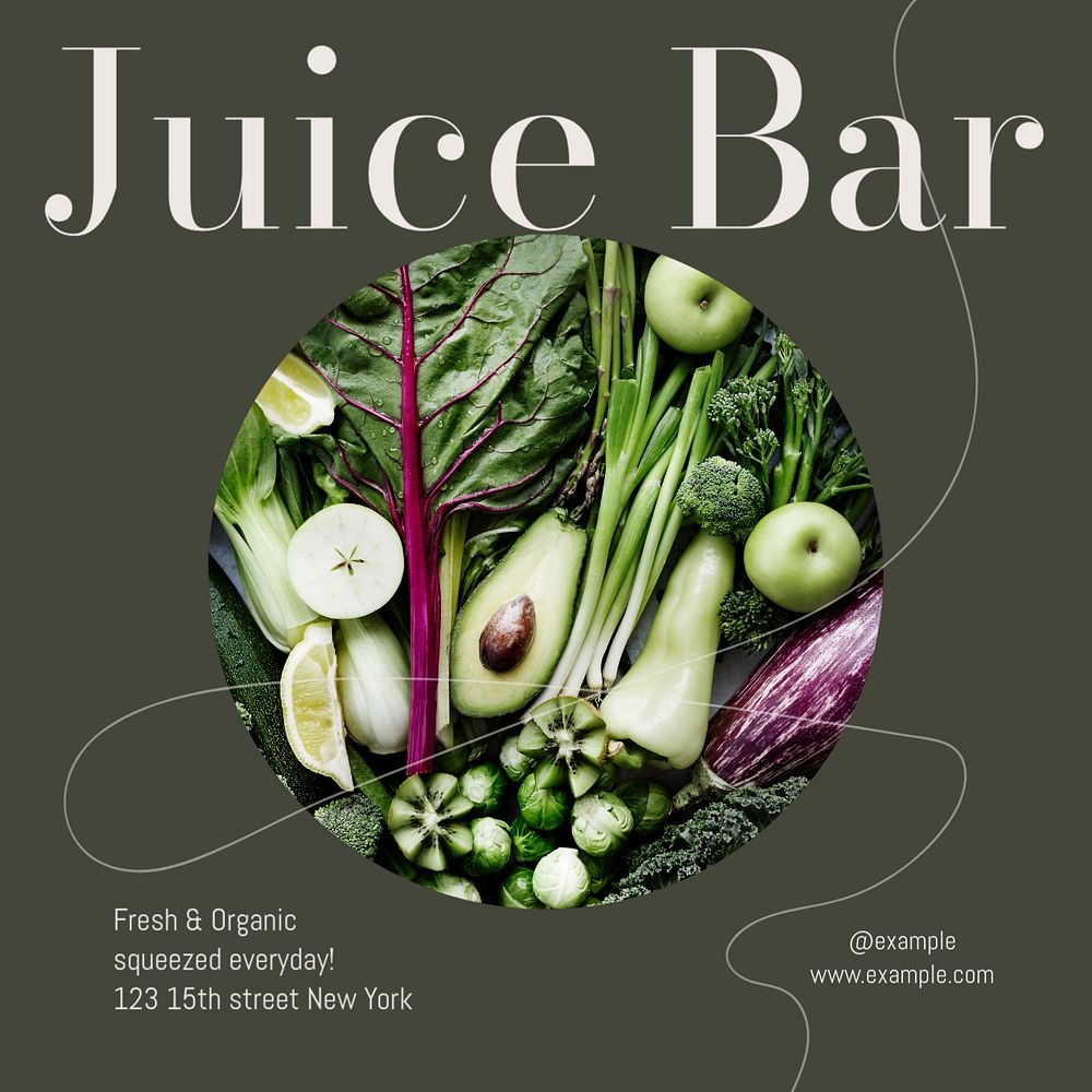 Juice bar business Instagram post template, editable design