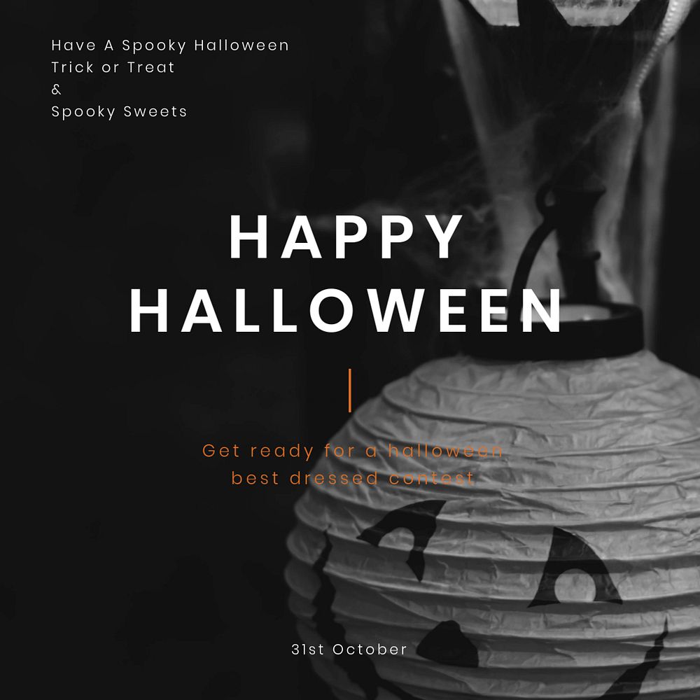 Happy halloween Instagram post template, editable design