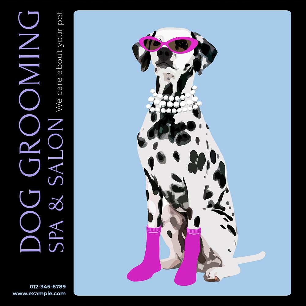 Dog grooming Instagram post template, editable design