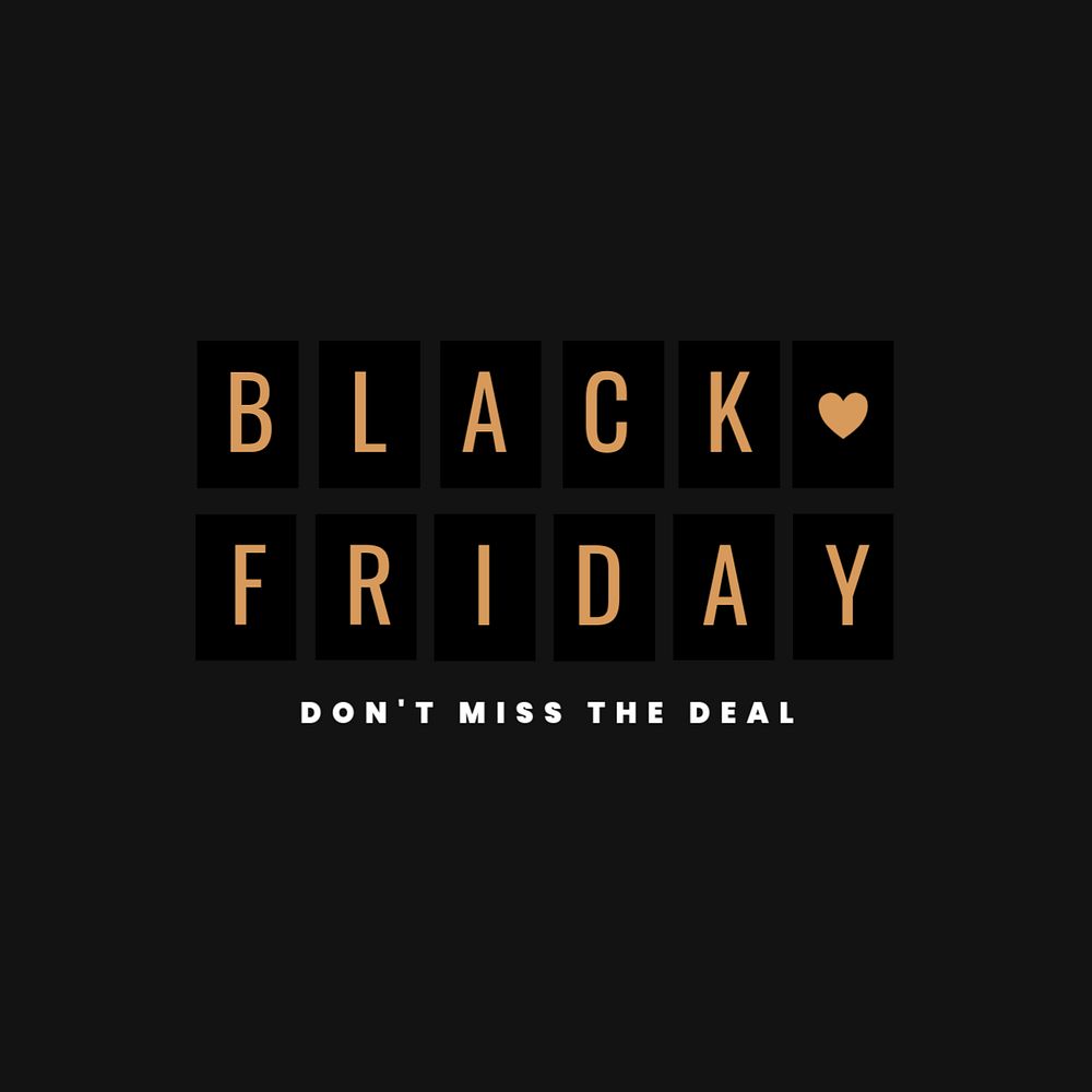 Black Friday instagram post template, gold design, editable text