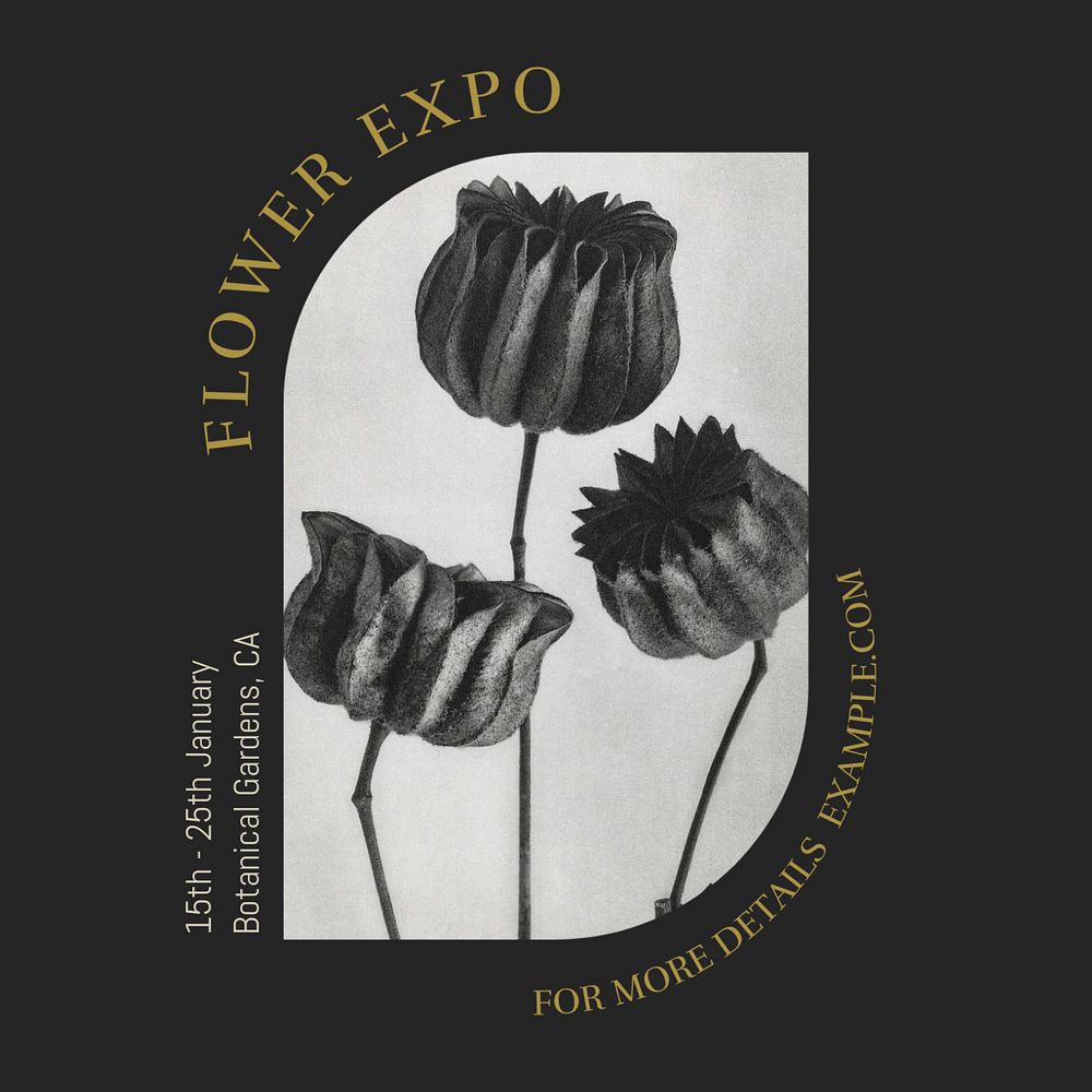 Flower expo Instagram post template, editable design