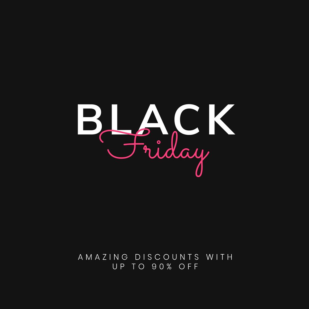 Black Friday instagram post template, pink design, editable text