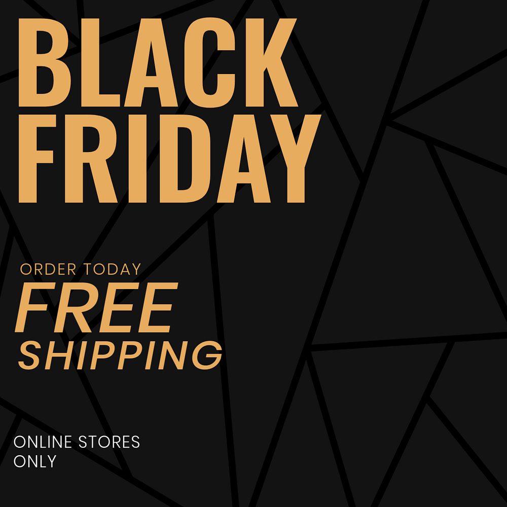 Black Friday instagram post template, gold geometric design, editable text