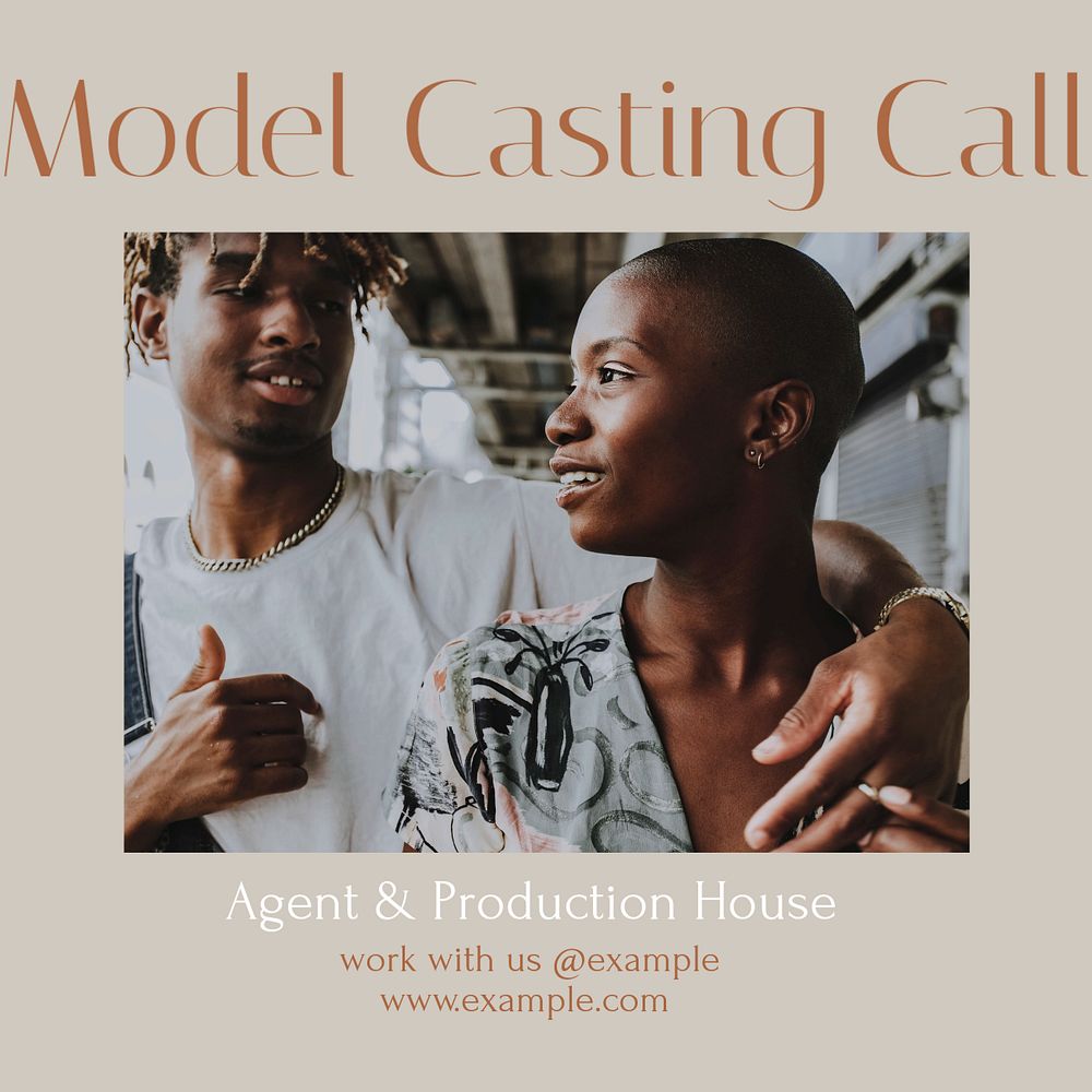 Model casting call Instagram post template, editable design