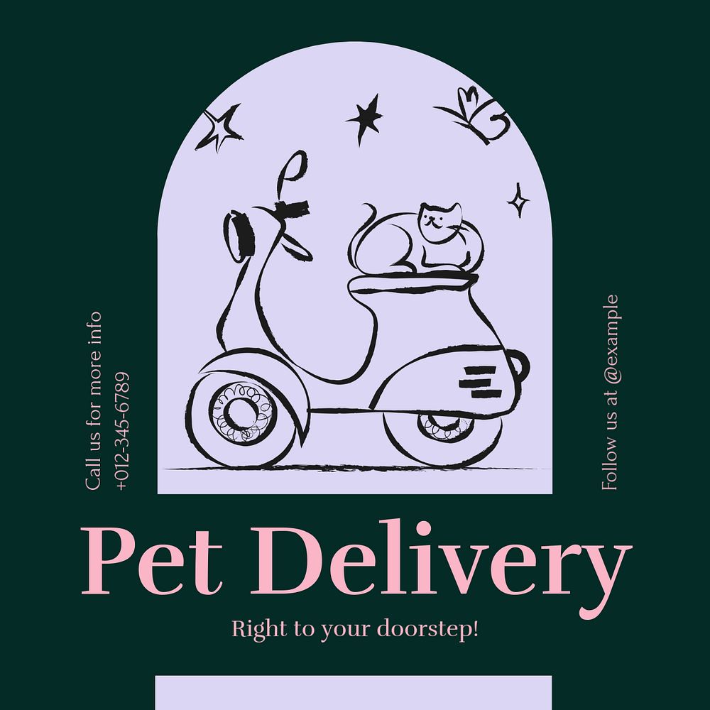 Pet delivery Instagram post template, editable design